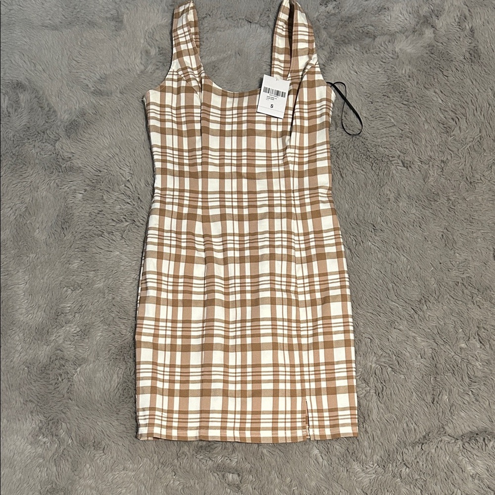 Forever 21 Brown and White Plaid Mini Dress